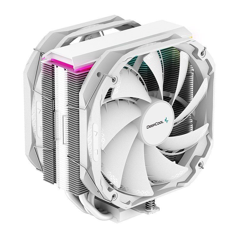 DeepCool AS500 PLUS White CPU Cooler Single Tower, Five Heat Pipe Design High Fin Density, Double PWM Fans, Slim Profile, LGA2066/1851-1155/AM4/AM5 DeepCool AS500 PLUS White CPU Cooler Single Tower, Five Heat Pipe Design High Fin Density, Double PWM Fans, Slim Profile, LGA2066/1851-1155/AM4/AM5